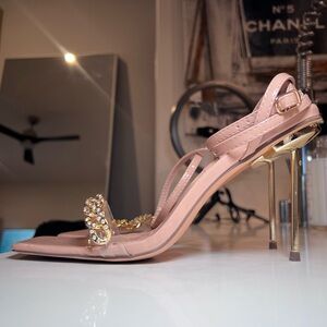 Nude Sparkly Chain Classy Heels